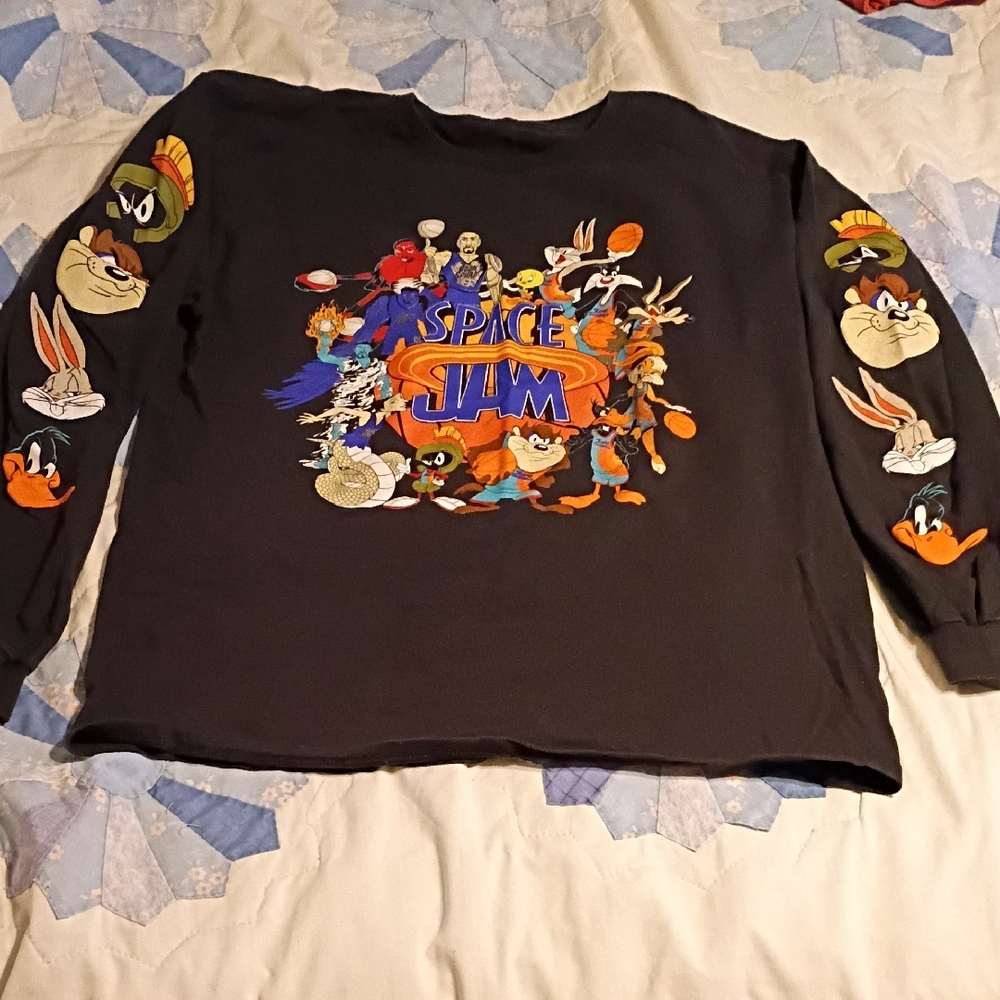 Vintage Space Jam  Long Sleeve Tee - Black Girls Large